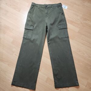 NWT Kut From The Kloth Miller Wide Leg Cargo Green Soft Stretch Twill Pants 16